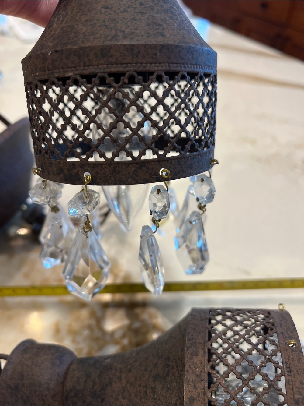 Two Arhaus Crystal Pendant Light Chandelier - Picture 6 of 7